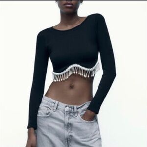 Black Beaded Women's Top